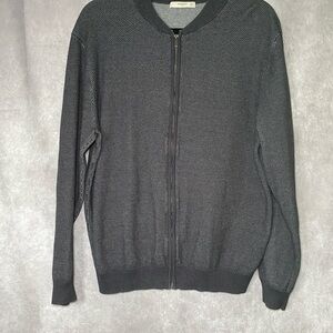 Mango Man Men's‎ Sweater Size L Full Zip Heather Gray Long Sleeve